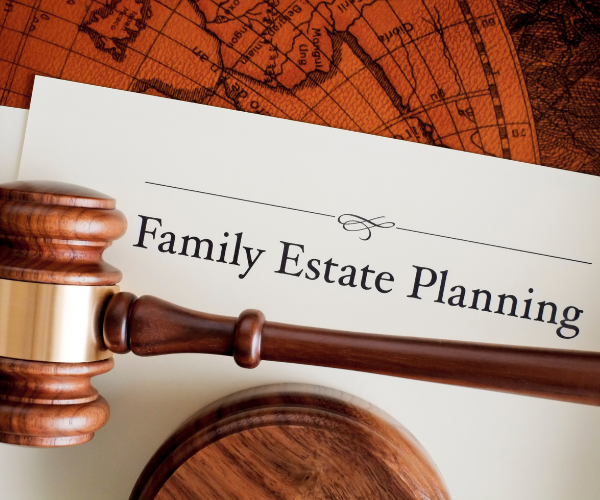 family estate planning document with gavel 