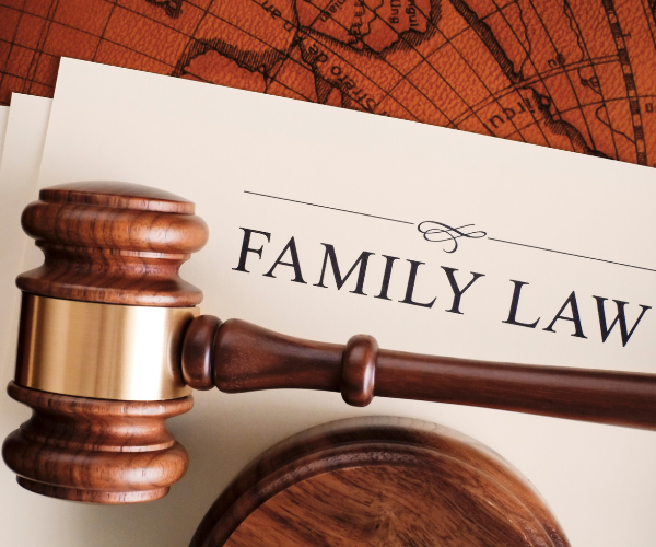 family law document with gavel